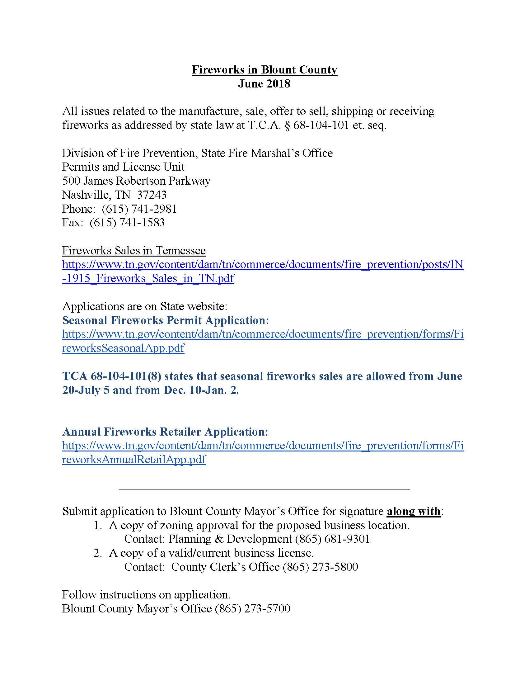 Fireworks in Blount County June 2018