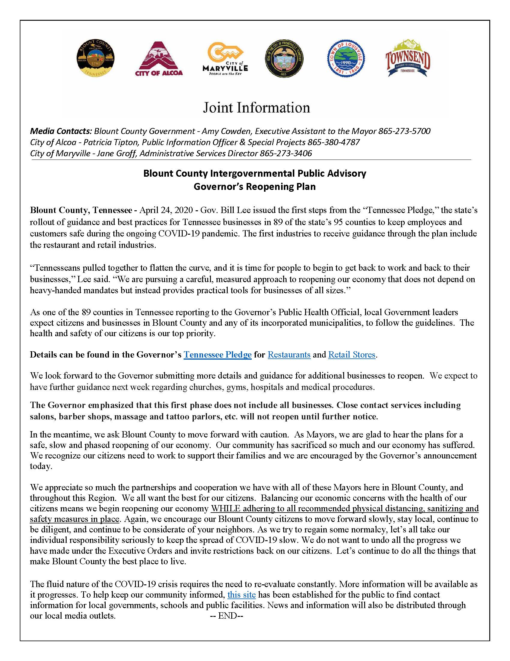 April 24. 2020 Joint Intergovernmental Advisory