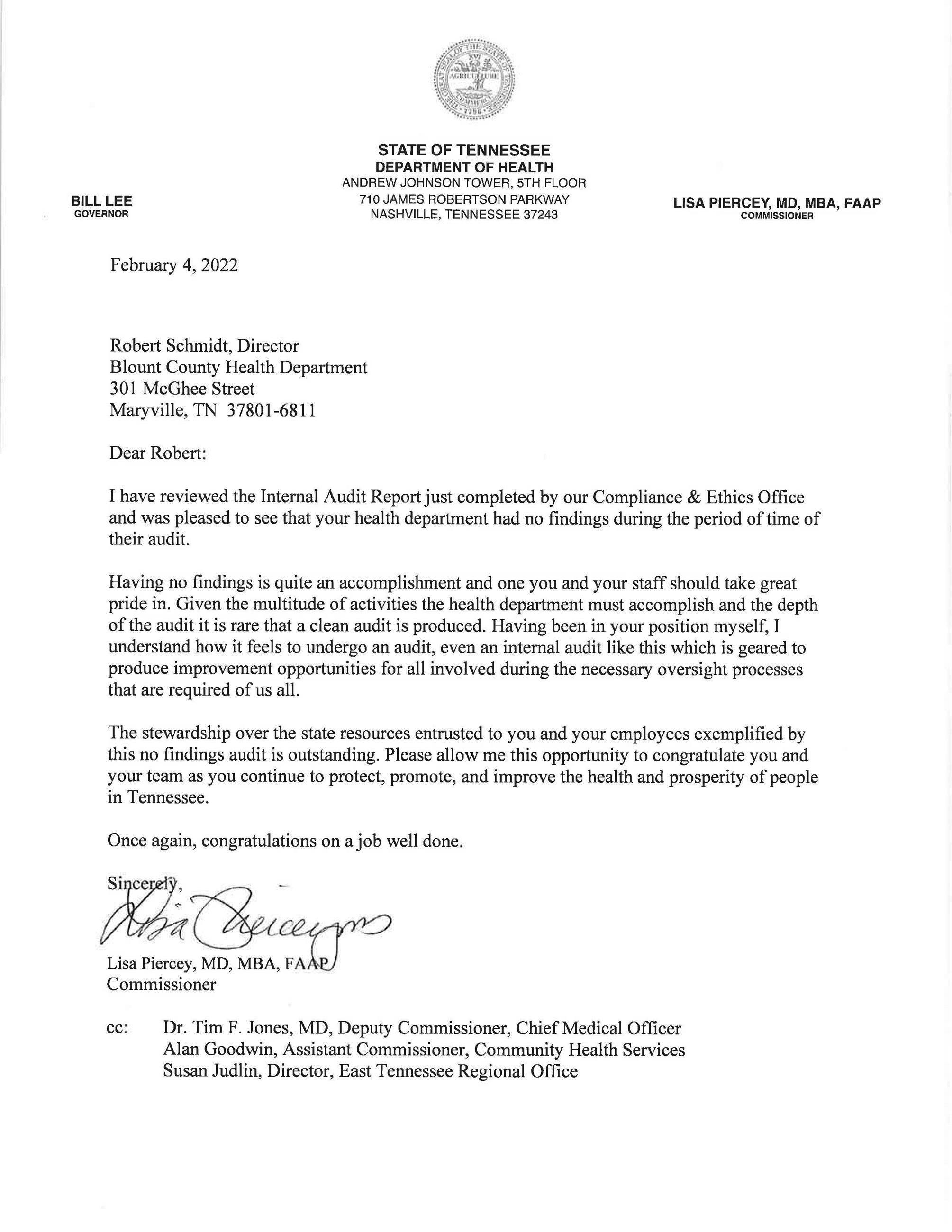 Blount County No findings Letter