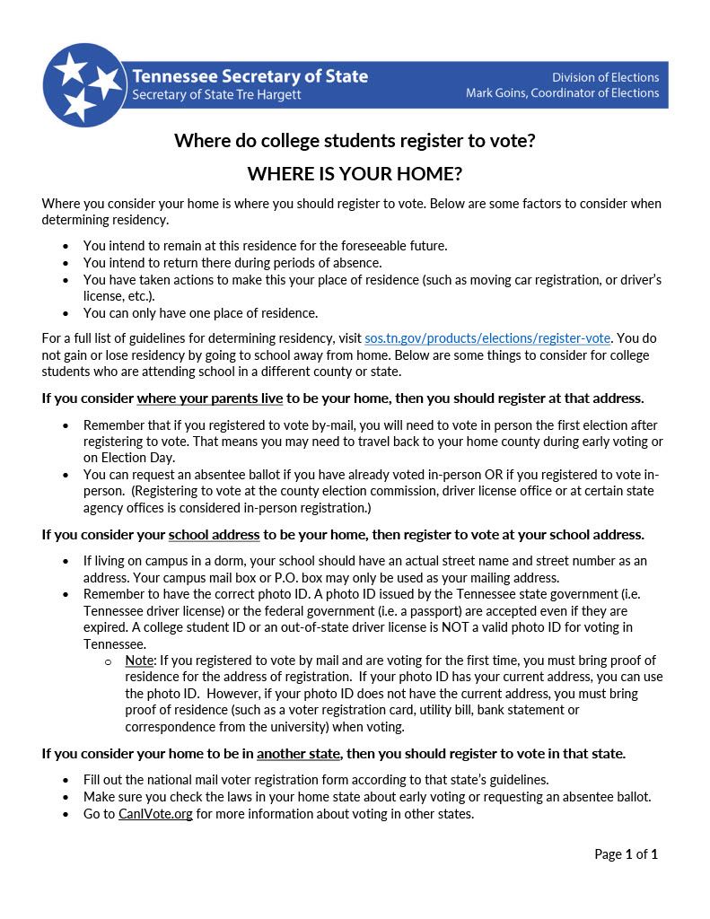Where is your home - Where do college students register